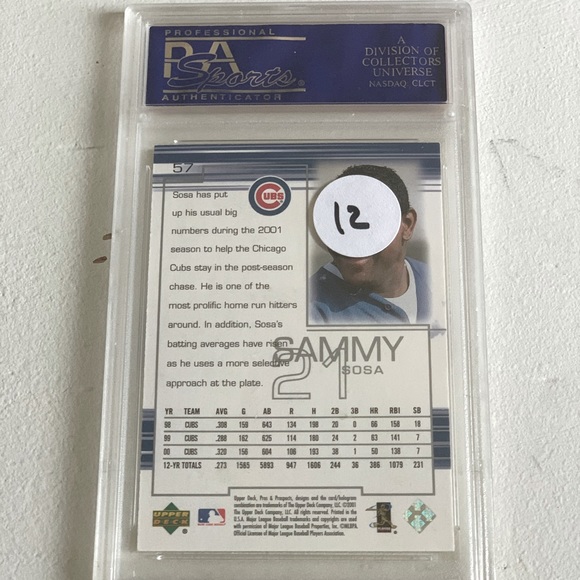 2001 UD Pros and Pros Sammy Sosa PSA Graded 9 Card - Picture 2 of 2